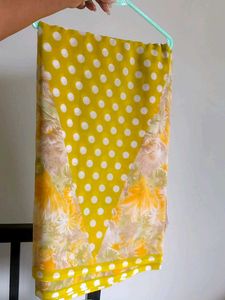 Yellow Polka Dot & Floral Saree