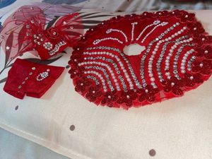 Red Jeweled Dress for Deity