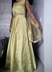 Elegant Lime Green Anarkali Dress