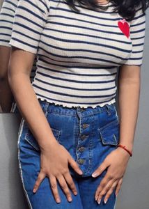 Denim Jeans with cute white crop top