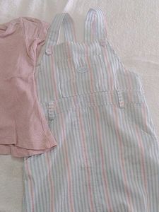 Vintage Striped Overalls & Tee Set
