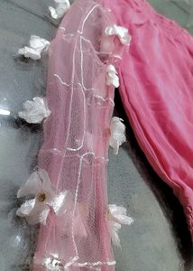 ⚡ Hot Pink Butterfly Sheer Sleeve Top!!💕