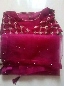Georgette Dark Purple Color Kurti Set