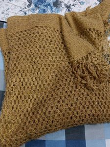 Woolen Fancy Shall Stall Full Size Tan Colour.
