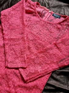 Pink Lace Long Sleeve Top