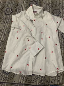 White Heart Print Shirt