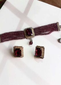 Elegant Burgundy Jewelry Set