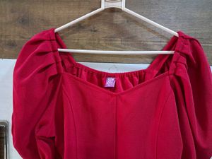 Athena Pink Crop Top With Pouffy Sleeves
