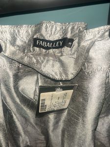 Grey Pleated Silk Skirt