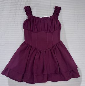 Maroon Ruffle Mini Dress