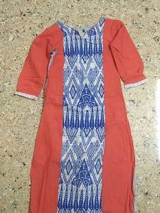 Red & Blue Printed Kurta
