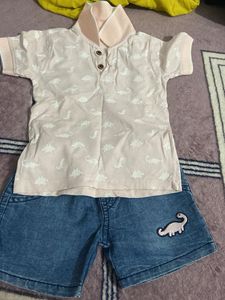 Dino Duo: Shirt &amp; Denim Shorts