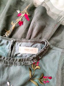 Embroidered Tulle Mini Dress