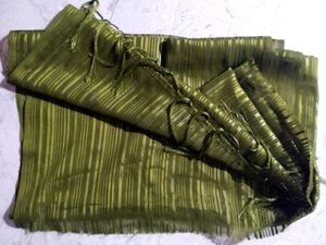 Olive Green Striped Saree