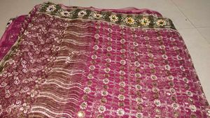 Elegant Pink Embellished Saree