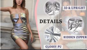 Silver PU leather metallic Corset Dress