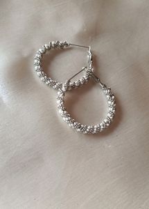 Beautiful White Circular Hoop Earrings