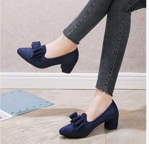Navy Blue Block Heel