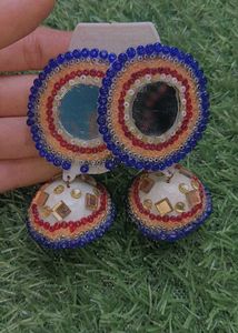 Boho Multicolored Beaded Mirror Jhumka Earrings