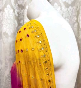 Elegant Pink &amp; Yellow Saree