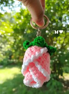 Crochet Rose Keychain