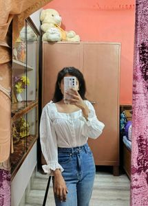 White Cute Top