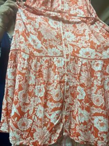 Cotton Up And Down Patter Floral Print Maxi Dress