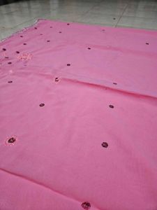 Baby Pink Saree With Stiched Blouse