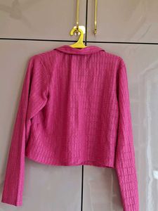 Pink Ruffle Front Top
