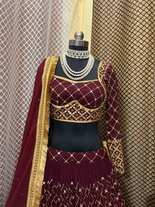 Maroon Embroidered Lehenga Choli