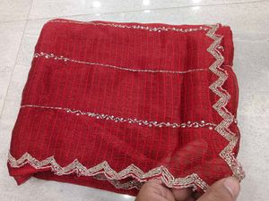 Elegant Red Embellished Saree