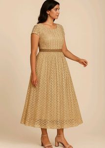Gold Lace Midi Dress
