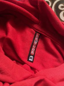 Red &amp; White cotton hoodie