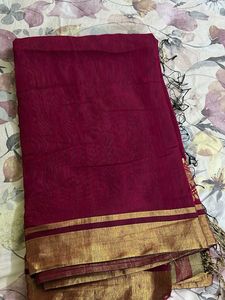 Maroon & Gold Saree