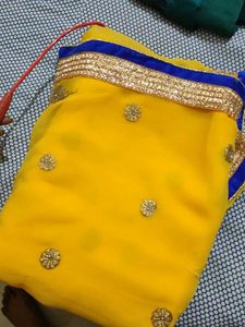Yellow Embroidered Saree