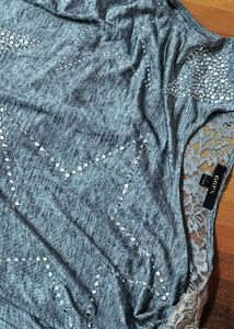 GGPX women Grey Stone Embellished Casual Top
