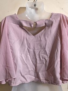 Cute Pink Flutter Sleeve Top