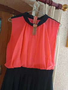 Peach Black Long Dress