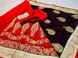 Bridal Red Colour Beautiful Saree