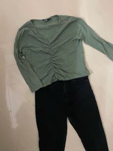 Olive Green Long Sleeve Top