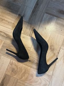 Mango Black Pointed Satin Heels