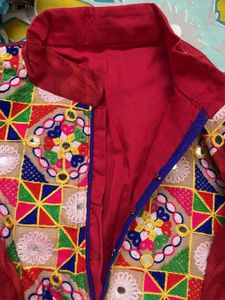Kota Red With  Patch Attached Kurta