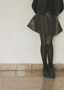 Chic Brown Faux Leather Skirt