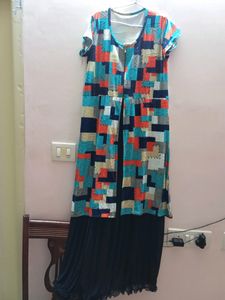 Navy Blue Net Polyester Dress