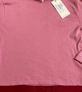 Pink Ribbed Crop Top