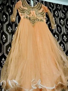 Elegant Peach Ethnic Gown🥰