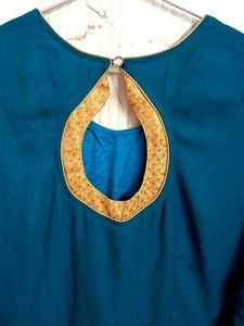 Ethnic Gown Dark Teal Green Colour