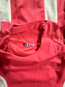 Pack Of Two Pink &amp; White Striped Dress+Violet Gown