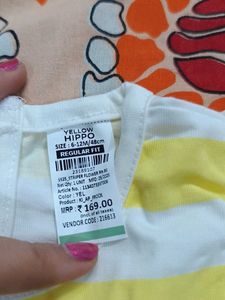 Yellow Striped Dress with Flower Detail