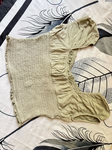 Olive Green Ruched Crop Top